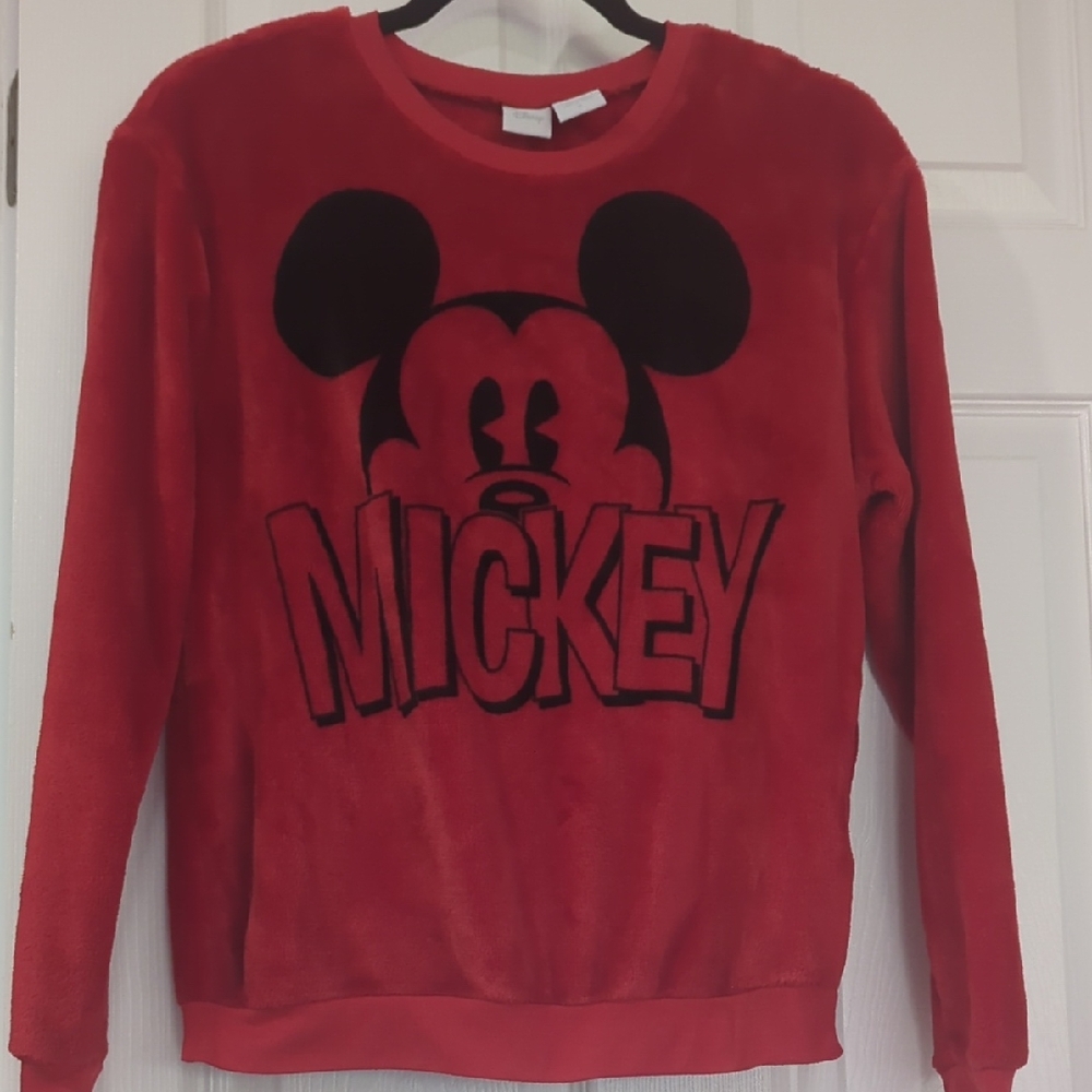 NWOT Disney Mickey Mouse Womens Fleece Super Soft Shirt Red Small